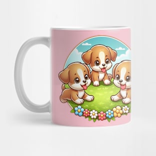 A trio of playing puppies Mug